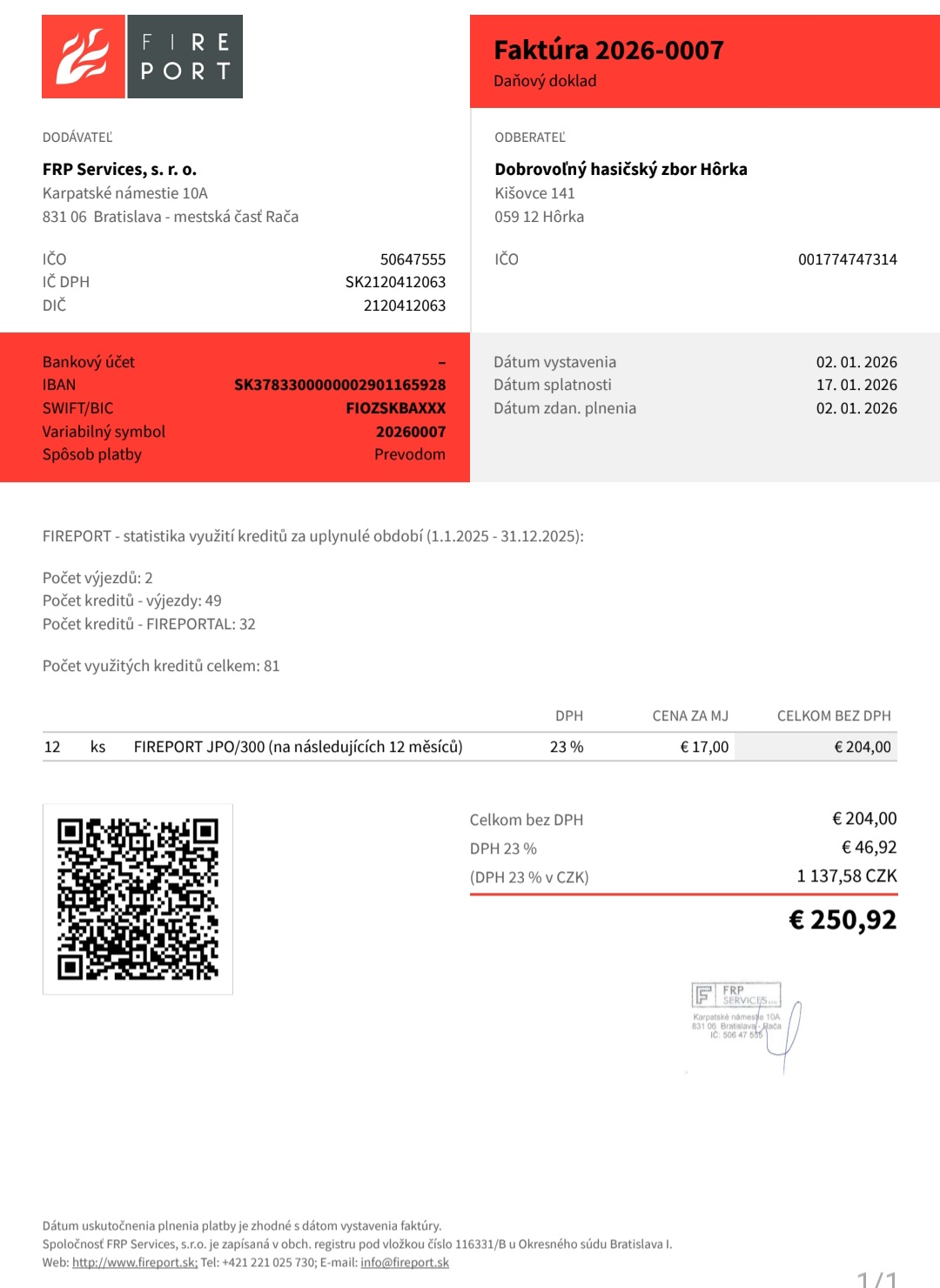 Faktúra Faktúra číslo - 2026-0007